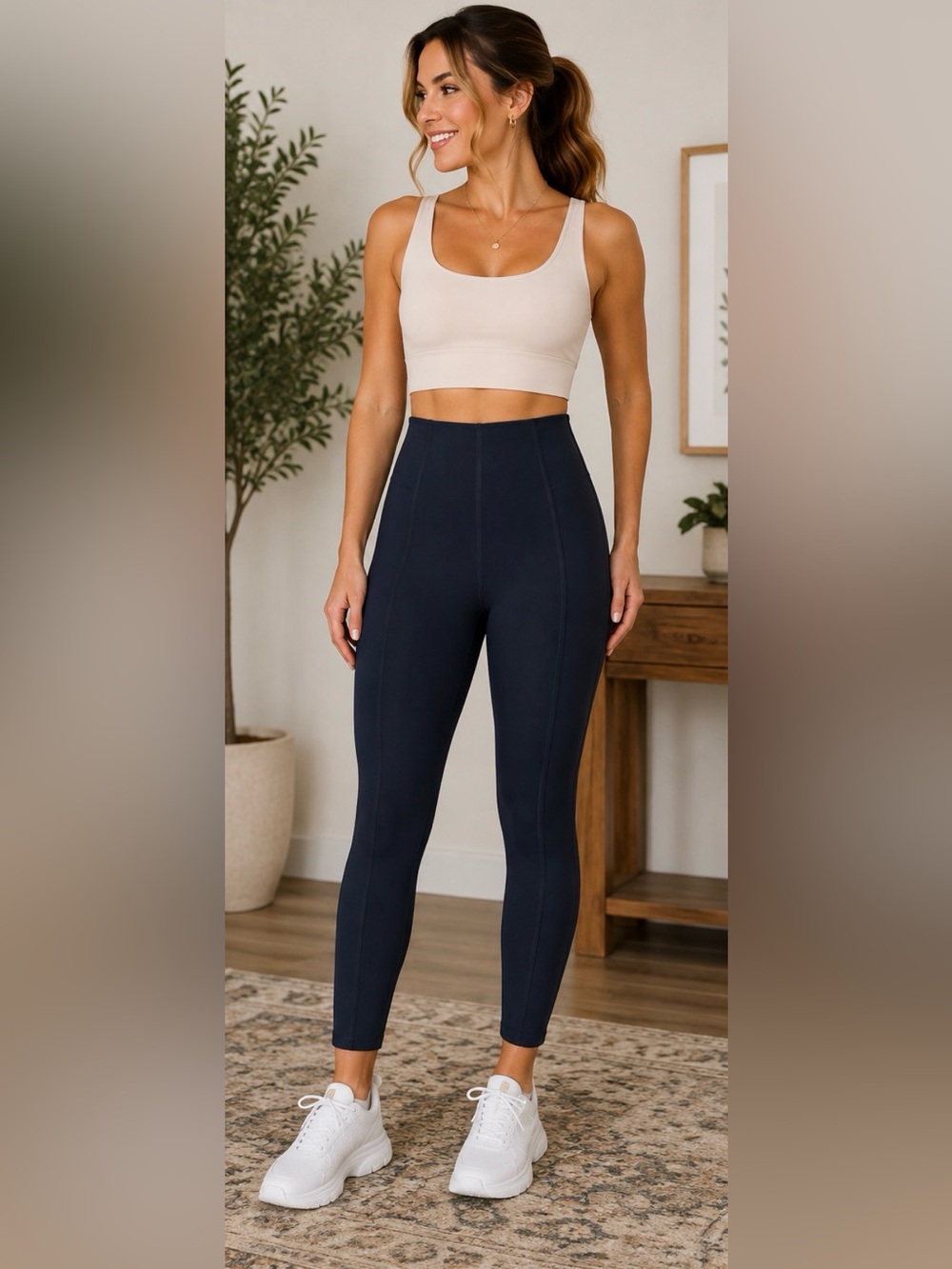 668 Halara Black High Waisted Compression Leggings XS 7/8 Side Snap Hem